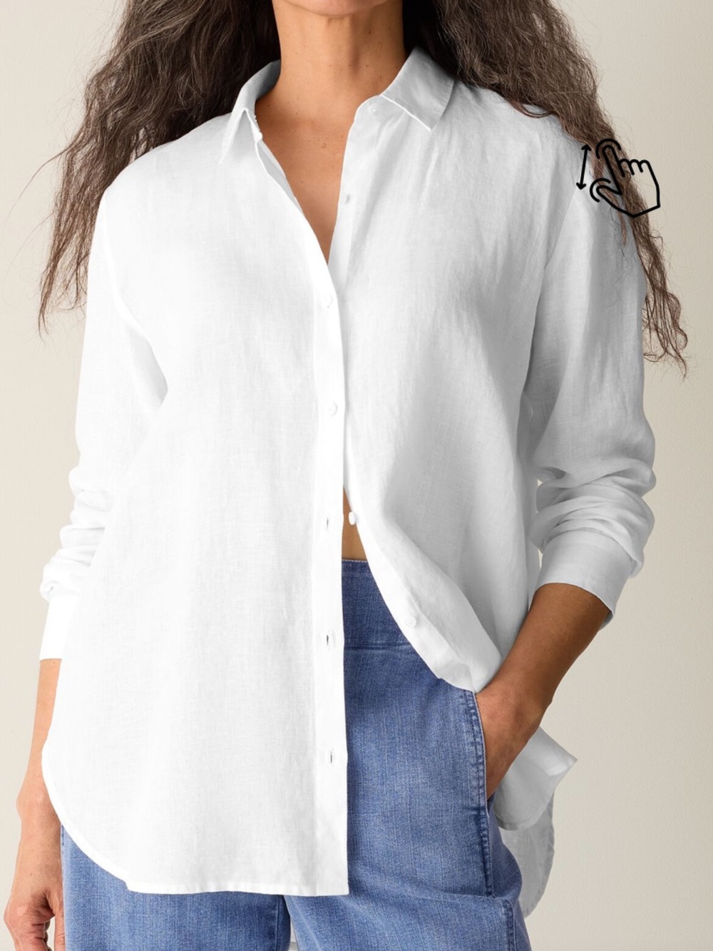 Eileen Fisher organic handkerchief Linen classic collar Shirt